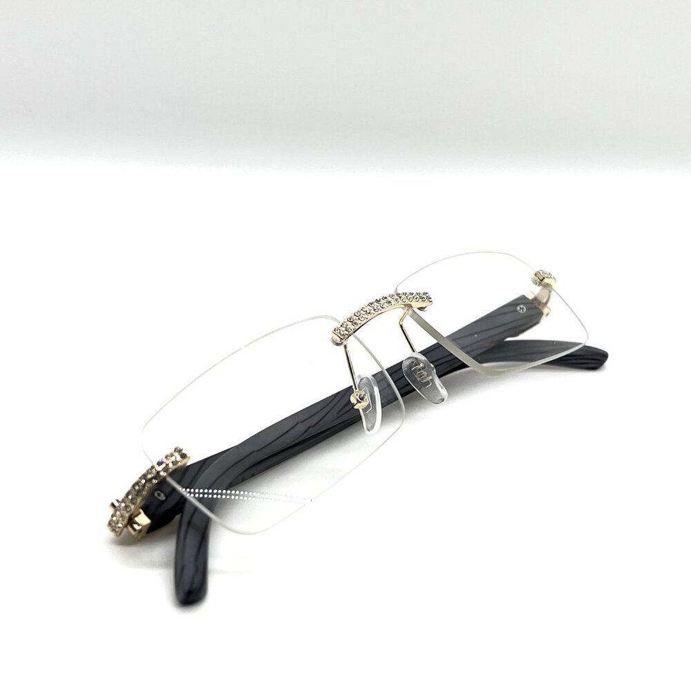Men Clear Sunglasses Square Gold Trandy Shades Hip‎ Hop Iced Out Diamond  Lentes